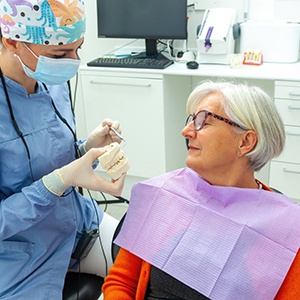 a patient during her dental implant consultation