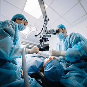 a dental team performing dental implant placement