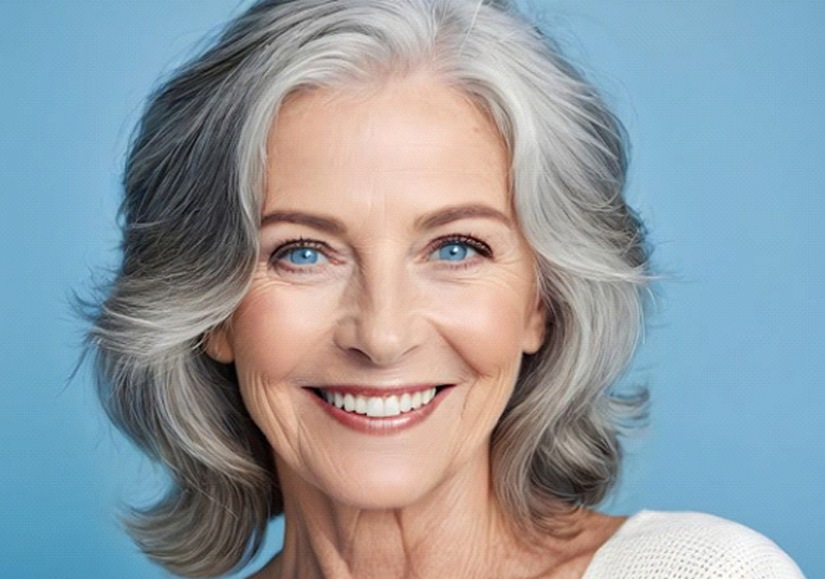 Portrait of smiling senior woman with beautiful teeth