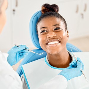 smiling, happy dental patient
